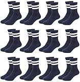 Moitiy 12 Paar Socken Jungen Tennissocken Kinder Kindersocken Jungen Mädchen Sportsocken Unisex Baumwolle Socken 31-34