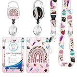 BUDUOZHI Umhängeband mit Ausweishalter, Lehrer, Leben, Ausweishalter mit einziehbarem Spule, strapazierfähig, mit Karabiner-Clip, Karte, Namensschild, Schlüsselband, vertikaler Ausweishülle für