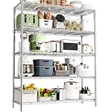 ROOMTEC Lagerregale, robust, 121,9 cm L x 50,8 cm B x 182,9 cm H, Garagendrahtregal, belastbar 907 kg, 5-stöckiges verstellbares Metallregal für Küche, Waschküche, Lager, Keller
