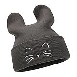 Limtula Sportmütze, Unisex, warme Mütze, Outdoor, Teenager, Streetwear, Totenkopf, für Skifahren, Radfahren, Damen, bunt, gestrickt, Ohren, Wintermütze, dunkelgrau