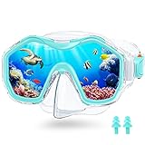 JEMULICE Taucherbrille Kinder, Schwimmbrille Schnorchelmaske für Jungen Mädchen, Tauchmaske mit Nasenabdeckung 180° Panorama HD Anti Nebel Anti-Leck Taucherbrille für Kinder 4-16 Jahre