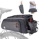 NDakter 3in1 Fahrradtasche für Gepäckträger, 10L Wasserfest & Reflektierend Fahrradtaschen Fahrrad Rahmentasche, Fahrrad Gepäckträgertasche mit Schultergurt & Tragegriff