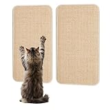2 Stück Kratzmatte Katze Set,Robust und langlebig,Kratzbretter Katze Sisal,50x25cm,Katzen Kratzbrett,Schützen Sie Ihr Sofa, Möbel, Teppich und Wände vor Kratzern(Holzfarbe)