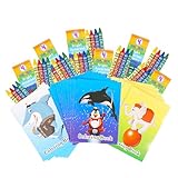 THE TWIDDLERS - 72 Mini Malbücher & 18 Schachteln mit Wachsmalstiften (4 Farben, 72 Gesamt) - Mitbringsel, Gastgeschenke, Mitgebsel für Kindergeburtstag & Hochzeiten