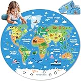 72-teiliges Globus-Bodenpuzzle, runde Weltkarten-Puzzles für Kinder von Puzzle ab 3 und 4–6 Jahren, Geographie, pädagogische Geburtstagsgeschenke, Lernressource, pädagogisches