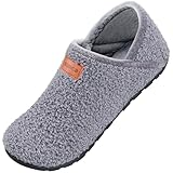 OBBYCO Damen Hausschuhe Herren Casual Pantoffeln Memory Foam Pluesch Hausschuhe mit Geschlossene Rueckseite Indoor Outdoor Schuhe, Grau 40 EU