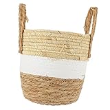 OFFSCH Blumenkorb ablagekörbe kühlkorb einkaufskorb storage baskets blumenkörbe Pflanzkorb Weidenkorb Deckel außen Strand Pflanzgefäß für Zimmerpflanzen Pflanzenkorb aus Seegras Seetang