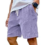 FYHTC Cord Shorts Herren Kurz Stretch Baumwolle Elastische Taille Sommer Bermuda Freizeitshorts Corduroy mit Taschen(Purple,XXXXX-Large)