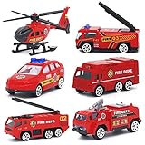 Dreamon Spielzeugautos Feuerwehrauto Fahrzeuge Feuerwehrmann Spielzeug Set Mini Cars für Kinder ab 3 Jahren,6 Pcs