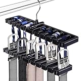 Qaestuan Gürtel Aufhänger für Schrank, Gürtelhalter mit 10 Schlitzen, Gürtel Aufbewahrung, Krawattenhalter, Krawatten und Gürtelhalter, Geeignet für Gürtel, Krawatten, Platz sparen, Schwarz