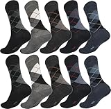 EloModa 10 Paar Herren Socken mit Komfortbund Klassisch & Bequem für Alltag und Sport (DE/NL/SE/PL, Numerisch, 39, 42, Regular, Regular, Karo)