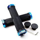 LYCAON Bike Lenker Griffe, rutschfeste Gummi Fahrrad Griff mit Aluminium Lock, Handgriff für Scooter Cruiser Urban Dreirad Rad Stuhl Mountain Road Bike MTB BMX (Blau)