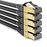 deleyCON 5x 0,5m CAT8.1 Patchkabel Netzwerkkabel Datenkabel S/FTP PIMF 2000 MHz 40 Gbit RJ45 LAN DSL Kabel CAT.8 Ethernet Kabel RJ45 Stecker - Schwarz