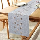 MEIVINES Tischläufer Grau 32 X180 cm Tischläufer Modern Abwaschbar Küche Tisch Dekoration Hohl Tisch Läufer Rustikaler Tischdeko Tischband für Esszimmer Hochzeiten Party Weihnachten (Grau)