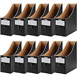 Shodiffy Zeitschriftenhalter Kraftpapier, 10 Stück Zeitschriftensammle Aktenhalter A4 Schreibtisch Stehsammler Pappe Schreibtisch Organizer für Datei Ordner Schreibwaren Bürobedarf Schwarz