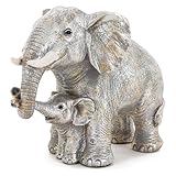 Irayin Elefanten Deko Figuren, Elefant Statue, Mama Geschenk, Elefanten Geschenke für Frauen, Dekoration für Wohnzimmer, Büro, Bücherregal, Schlafzimmer - Silber
