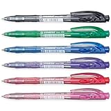 STABILO Liner, einziehbarer Kugelschreiber, feine 0,7 mm Spitze, 6 Stück (gemischt)