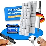 CLEANUX Reinigungsknete Handy Reinigungsset – iPhone Cleaner mit 60 Reinigungsknete-Portionen, Multifunktionswerkzeug & Mikrofasertuch – Ladebuchse Reiniger für AirPods, USB-C & Lautsprecher