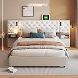 MOTUZP Polsterbett Doppelbett 160x200cm,Funktionsbett mit LED-Licht und USB-Anschluss, Bettkasten mit Schubladen, Jugendbett,Lattenrost
