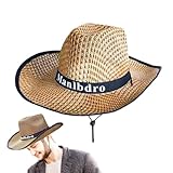 Sonnenhut, Sommerstrandhut, 15,3 Zoll breiter Krempe Strohhut | Fischerei Cowboy Sonnenhüte | UV -Schutz von UV -Schutzsonnen, westliche Sommer -Cowboyhüte für Gartenarbeit, Reisen, Wandern und Campin