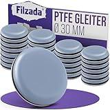 Filzada® 26x Teflongleiter Selbstklebend - Ø 30 mm (rund) - Profi Möbelgleiter/Teppichgleiter PTFE (Teflon)