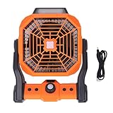 Fafeicy Camping-Ventilator, Wiederaufladbar, LED-Licht, USB, Tragbar, 20000 MAh, Batteriebetrieben, Geschwindigkeitsregulierung für Zelt-Picknick