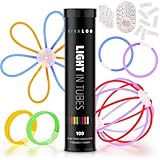 Vivaloo Knicklichter Party Set 100 Stück + Zubehör - Leuchtstäbe mit Verbinder für Leuchtarmbänder, Party Brillen, Bälle usw. - Festival Zubehör - Lichter Neon - Deko Party