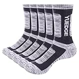 YUEDGE 5 paar Sportsocken für Herren Atmungsaktiv Wandersocken Trekkingsocken Hochleistung 42-45, Size MXL, Schwarz