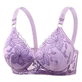 KODMNSW BH Damen Ohne Bügel Push Up Bra Damen-BHS Push Up BH Extrem für Kleine Brüste Comfort Bustier Jacquard Print Bralette Exposition Verhindern Büstenhalter Meine Bestellungen Anzeigen Lila L