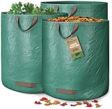 GardenGloss 3x Gartenabfallsack mit Griffen - 272L Gartensack Laubsack - UV-Stabil und Wasserabweisend - Wiederverwendbare und Stabile Gartensäcke