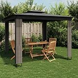Pavillon mit Doppeldach, Stahlrahmen, UV-beständig, Grillpavillon Winterfest, Zelt Pavillon, Camping Pavillons, Garten Pavillons, Anthrazit, 2.94 x 2.94 x 2.65 m