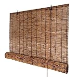 Natur Bambus-Rollo, 90% UV-Block Fenster Raffrollos, Wasserdichte Jalousien 150 120 100 170 190 240cm, Ideal für Balkon/Terrasse/Garten Sichtschutz, Einfache Montage