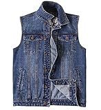 Herren Casual Button Up Denim Weste Vintage Ärmellos Jeans Weste Jacke - - 3X-Groß