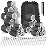 Qinzave 56 Stücke Lockenwickler Groß Locken mit Aufbewahrungstasche 5 Größe 55mm 48mm 40mm 32mm 25mm Jumbo Lockenwickler mit Klammern Selbsthaftend Lockenwickler für Lange Mittlere Kleine Haar