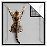 BKSAI Fenster Fliegengitter Katzensicher Katzengitter Fenster Ohne Bohren Katzennetz Kratzfest Katzen Fenstergitter Stabil für Alle Innen Fenster Dachfenster (100X130CM)