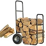 All-Terrain-Brennholz-Blockwagen mit pneumatischen Rädern, Hochleistungsstahlrahmentransporter hält 250 lbs, um Kamin und Feuerwehrholz leicht zu bewegen