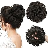 JJstar Haarteil Mit Gummiband, Groß Dutt Haarteil Schwarz Braun Gelockt Haargummi Mit Haaren Hochsteckfrisuren Haarverlängerung Messy Bun Haarteile für Damen Mädchen Pferdeschwanz