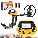 Metalldetektor Kinder GJCrafts Metalldetektor Profi Pinpointer Goldsuchgerät mit Hochpräziser 20cm Wasserdichter Suchspule Höhenverstellbare 78-108cm für Kinder Erwachsene DISC & All Metal Mode
