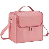 Joligrace Make-up-Tasche Kosmetikkoffer Schminkbox Nagellack Organizer mit Schultergurt, rose, L, Kosmetikkoffer
