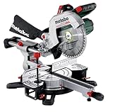 metabo Akku-Kappsäge KGS 18 LTX BL 254-18 V, 4.000 U/min - Präzise Schnitte, Zugfunktion, LED Schnittlinie, integrierte Tischverbreiterungen, Staubabsaugung - Inkl. 2 x Akku 8.0Ah + Ladegerät