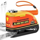 ZEXMTE Bremsscheibenschloss, Wiederaufladbar Motorrad Schloss Alarm 120db mit 1.8m Rückrufkabel,Verstärkt, Wasserdicht Hochsicherheits Scheibenbremse für Moto, Fahrrad, Scooter, Gelb