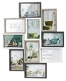 Kobolo Bilderrahmen Collage AVA, Holzrahmen in Grautönen für 10 Bilder 10x15 cm, Fotocollage, Familiengalerie, Wandmontage im Hoch- & Querformat für eine kreative Wandgestaltung