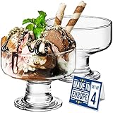 CRYSTALIA Luxury Eisbecher Glas 265ml Eisschalen 100% BLEIFREI Dessertschalen mit Fuß, Trifle Parfait Eis und Dessertbecher für Obst, Vorspeise Eiscremegläser, Pudding Schalen, Set 4