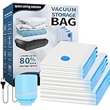 vicihoho Vakuumbeutel mit Elektrische Pumpe, 10 Stück Vakuumbeutel Kleidung (3*40*60cm, 3*60*80cm, 3*80*100cm, 1* Vakuumpumpe) für Bettdecken, Aufbewahrungsbeuteln Winterkleidung Reise Bettlaken