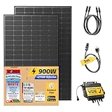 Solakon® 900W Balkonkraftwerk - Balkonkraftwerk 800W komplett Steckdose - neuester 800 Watt Wechselrichter - Solaranlage Komplettset - 450W bifaziale Solarmodule inkl. Zubehör - 3m Kabel