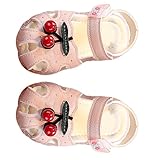 JOINPAYA Sommersandalen mit Kirschmuster Atmungsaktive Sandalen für Mädchen Weiche Sohle Rutschfest Größe 15 12 CM Rosa