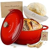 Susani SCHMORGOLD Brotbackform 26cm inkl. Gärkorb - Gusseisen Topf zum Brot Backen - emaille Topf, Schmortopf Gusseisen, Brottopf, Brot Backen Zubehör
