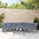 casa.pro Gartenmöbel Set Karg Balkonmöbel Lounge Set 4-teilig Sitzgruppe 3 Sofaelemente mit Couchtisch Outdoor Ecksofa Glasplatte Kissen wetterfest Dunkelgrau