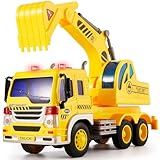 HERSITY Kinder Bagger Spielzeug mit Sound und Licht, 1/16 Fahrzeug Baustellenfahrzeuge Sandkasten, LKW Auto Kinderspielzeug Junge Kinder 3 4 5 Jahre