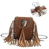 FOMIYES Vintage Quaste Umhängetasche für Damen Stilvolle Fransen Handtasche mit Verstellbarem Schultergurt für Mobile Schlüssel Kleine Gegenstände Ausgehen